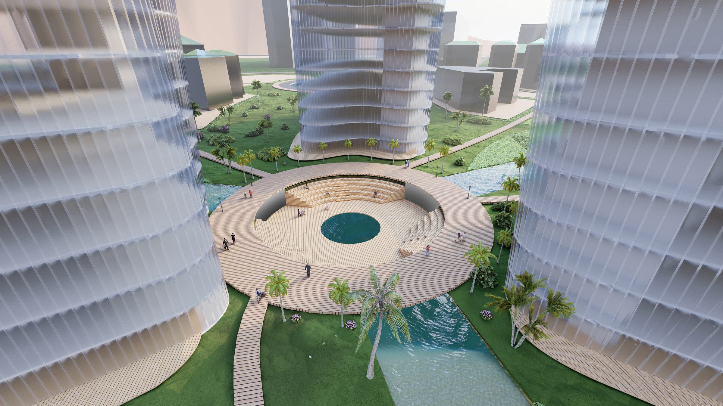 Learn from Burj Khalifa — Courtyard — Aerial Render