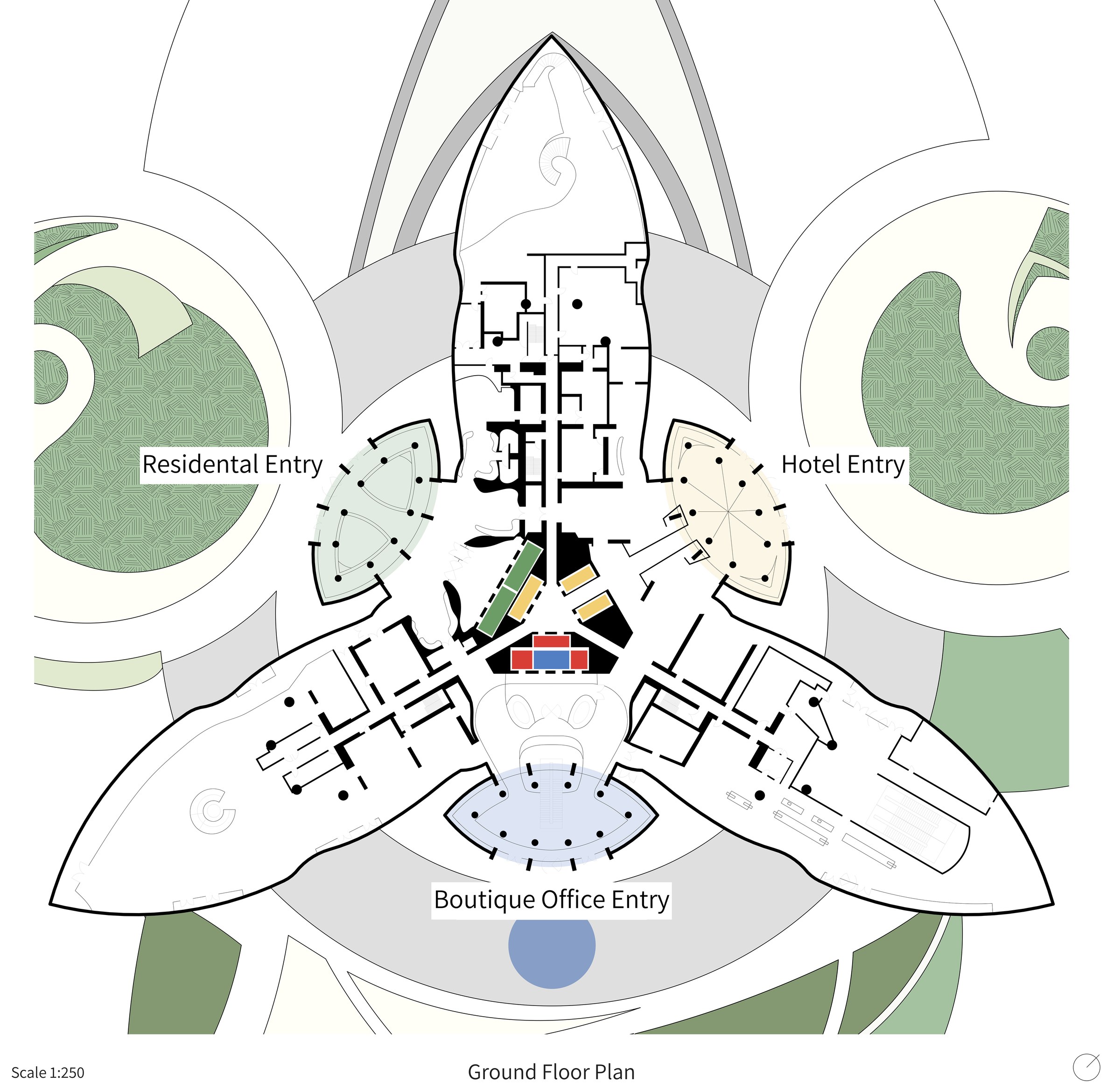 Learn from Burj Khalifa — Ground Floor Plan — 1:250